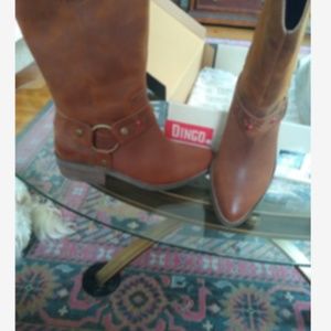 Dingo Madre -Cognac boots harness belt & coral accent beads size 9.5 m  WOW!